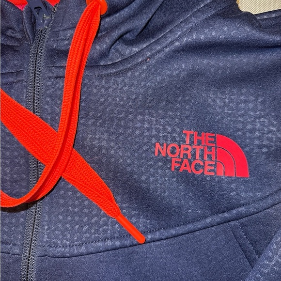 The North Face Blue Neon Orange Athletic Jacket Women’s Medium Hood Full Zip - Picture 2 of 9